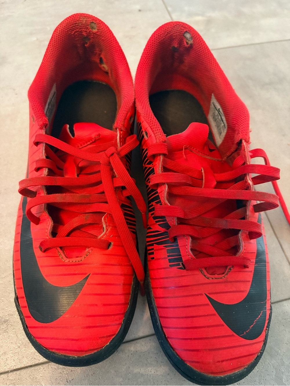 Nike Kids Red and Black Indoor Soccer Sneakers